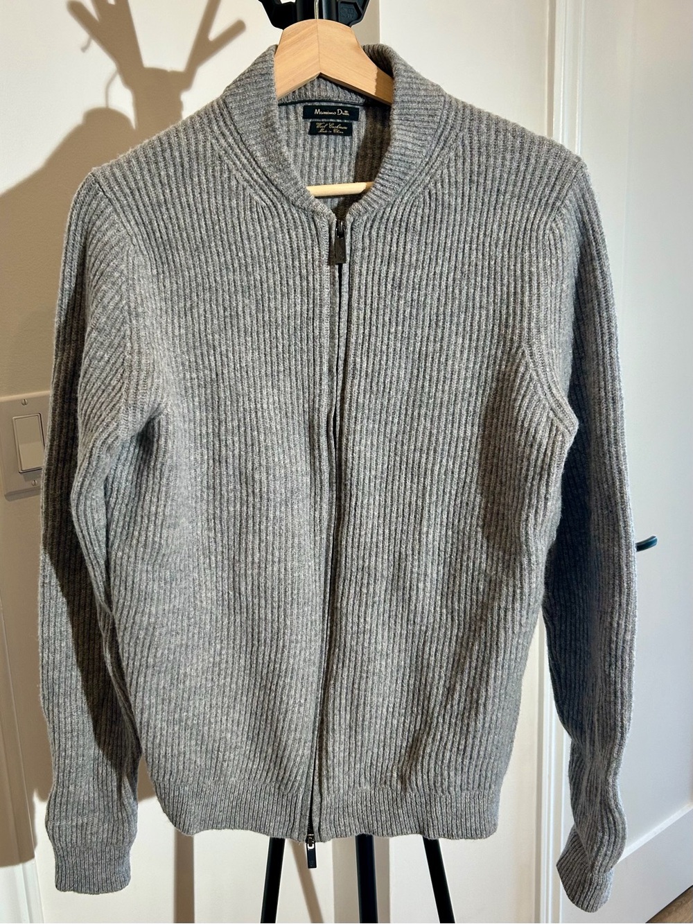 Massimo Dutti Wool Cashmere Zip Ribbed Cardigan M